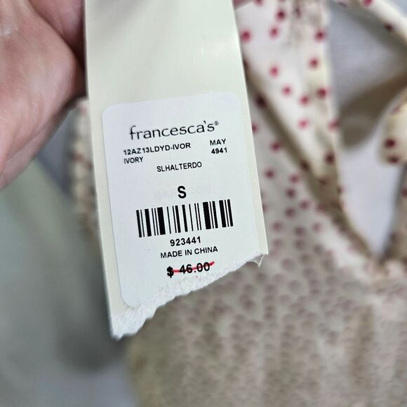 Francesca's Collections Miami Polka Dot Halter Peplum Tank Size Small - Picture 7 of 10